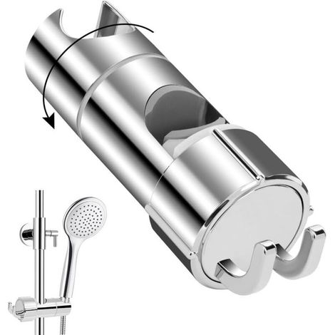 Duschstangengleiter – Austauschbare Duschkopfhalterung (ABS, verstellbarer Durchmesser 18–25 mm) mit Haken