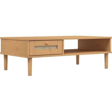 Mesa de centro SENJA aspecto ratán madera marrón 100x55x33 cm vidaXL (1/5)