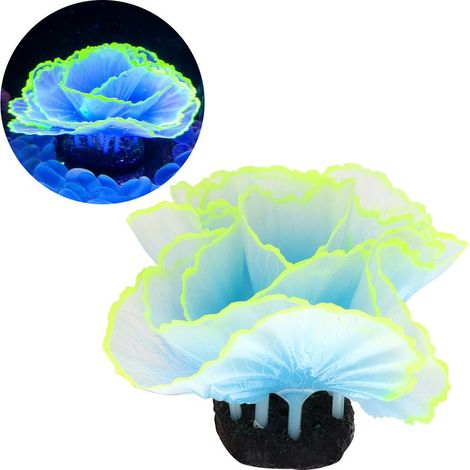 Künstliche Meerespflanzen für Aquariendekoration: Korallenblauer fluoreszierender Salat für die Unterwasserlandschaft mit Leuchteffekt (1/5)