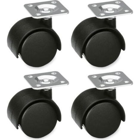 Lot de 4 Roulettes Meubles 39mm Nylon - 25kg/Roue Platine Acier pour Chaises Bureau & Tables Basses (1/5)