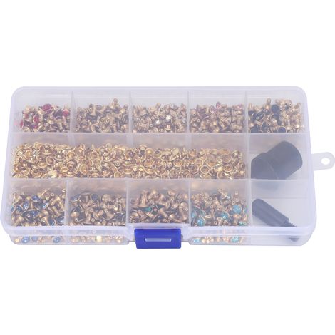 Crystal Rhinestone Rivets Studs with Hand Press Tools Hardware Decoration for DIY Leather Craft Bag Clothing (1/5)