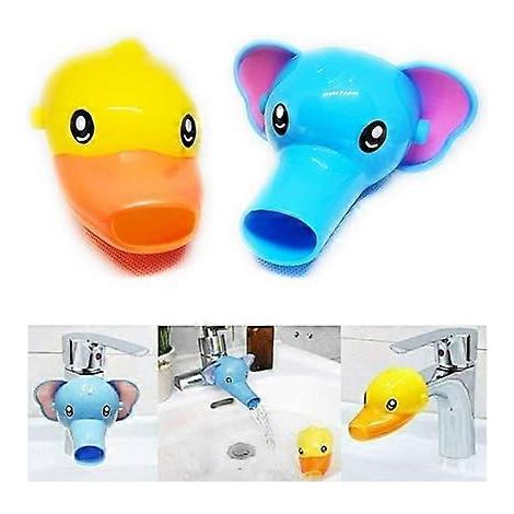 Jouets de bain - Rallonge de robinet, rallonge de poignée de lavabo en forme d'animal pour les tout-petits et les enfants, solution de lavage des mains sûre et amusante pour les bébés (paquet de 2) (1/5)