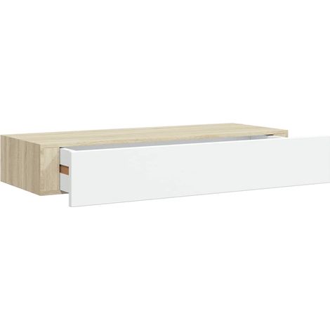 Maison Exclusive - Mensola a muro con cassetti in rovere e bianco 60x23,5x10 cm MDF (1/5)
