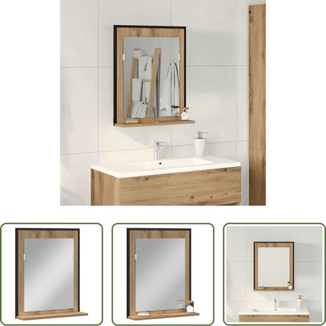vidaXL Flachspiegel - Spiegel Artisan-Eiche 50 x 12 x 60 cm Glas und engineered Holz (1/5)