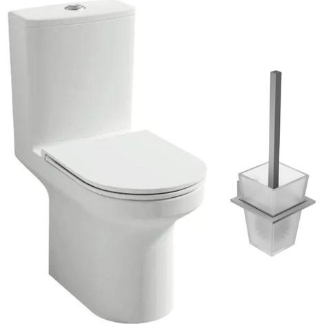 JACOB DELAFON Pack WC au sol blanc sans bride Elite avec abattant extraplat fermeture douce avec porte-balai moderne