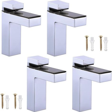 4Pack Support de tablette en verre en bois réglable Support de tablette en alliage de zinc solide Support de verre en bois pour étagère de 5-30 mm d'épaisseur (1/5)