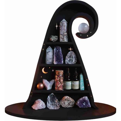 Étagère décorative en cristal en forme de chapeau de sorcière gothique, pour table ou mur, L 38 x 26 cm (1/4)
