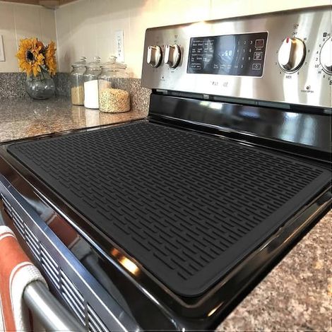 Filiyano-Tapis de cuisson extra large en silicone - Protection résistante à la chaleur pour plaques électriques, tapis de cuisine antidérapant noir (1/4)