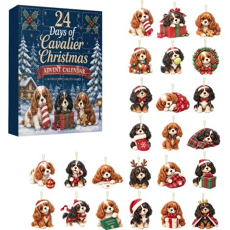 Weihnachtswelpen mit grünem Kranz – Adventskalender 2026 – 24 flache 2D-Acryl-Hängeornamente – niedliche Hunde-Dekoration – Weihnachtsbaumschmuck und originelles Geschenk für Hundeliebhaber (1/5)