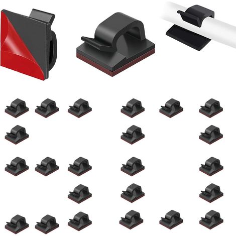 50 Pièces Clips Câbles,Cable Adhesif Rangement de Câble,Organisateur de serre-câbles, Attache Câble Auto Collant,Cavalier Cable Electrique pour Gestion des câbles, Noir