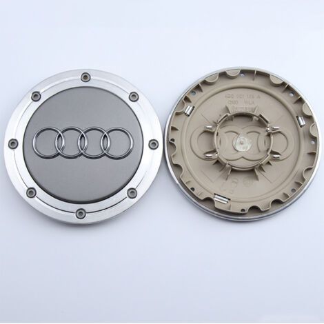 8-Loch-Radnabenkappe, passend für Audi A6 C5, A4 B7, TT, A8 – Felgennabenkappe, Autoradnabenkappe, Aluminium + ABS-Radzubehör, 4-teiliges Set – Grau (1/2)