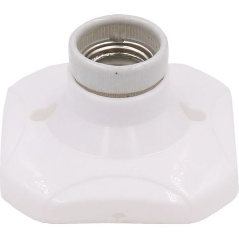 Portalámparas LED E27, portalámparas de cerámica E27 y base de plástico, portalámparas de pared E27, portalámparas blanco E27 con aro para iluminación de entrada, techo y balcón. (1/5)
