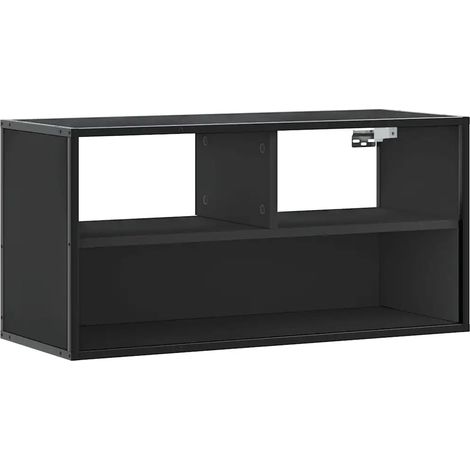Meuble TV mural tendance noir 80 x 31 x 39,5 cm avec grand espace de rangement style industriel en bois noir
