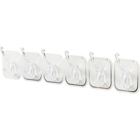 Kitchen-Culture F375 6 ganchos adhesivos acrílicos invisibles para baño y cocina – Soporte resistente de 39 g, blanco (1/5)