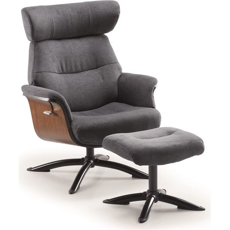 Pegane – Fauteuil relax manuel microfibre bleu foncé – Repose-pieds – Dimensions 76x80x106 cm – Assise mousse polyuréthane 32 kg/m3 (1/4)