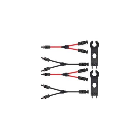 2 pares de conectores en Y rojos y negros de 10 AWG para conexión en paralelo de paneles solares - Crezuo
