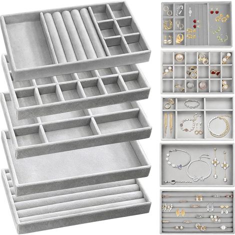 5 Coffrets de Rangement Bijoux,Organisateur Bijoux Anti-Poussière, Jewelry Organizer de Cosmétiques pour Chambre à Coucher et Bureau Idéal pour les Bijoutiers et les Experts en Rangement