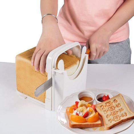 Trancheuse réglable pour pain maison, conception pliable, 5 réglages d'épaisseur, pour toasts, bagels et sandwichs.-AquaForge (1/5)