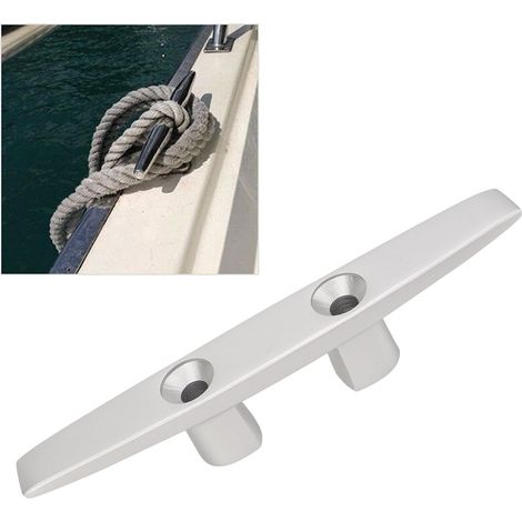 Taquet d'amarrage aluminium 200mm pour bateau - bollard marin avec trous fixation - équipement nautique yacht (1/5)
