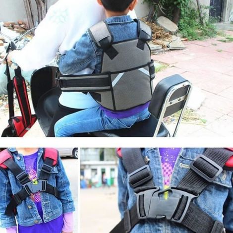 1 Harnais de sécurité,Nylon respirant,Sangles larges,Boucles de fixation,Pour enfant moto et véhicule électrique (1/4)