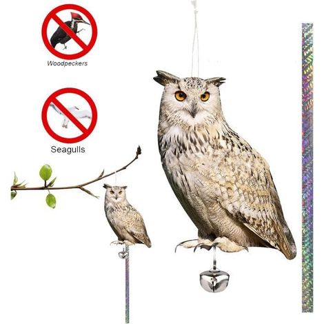 Vogelscheuche aus Acryl, Vogelschreck mit Reflektierband und Taubenabwehrglocke, ideal für Obstgärten und Höfe (Form von