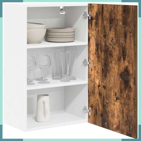 884270 Armoire suspendue Chêne fumé et Blanc 50 x 31 x 80 cm (1/5)