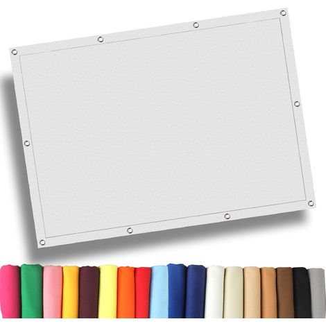 Voile D’ombrage 1.8 x 3.8 m Filet D'ombrage, Bache Ombrage, Filet Dombrage Rectangle Résistant l'eau Polyester pour Patio Terrasse Extérieur, Sable, Blanc (1/5)