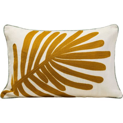 Housse de coussin en Feuille de palmier brodée TROPI