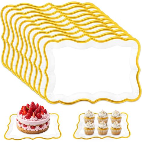 10-Piece Cardboard Plate Set, 33x23cm Gold Cardboard Plates (1/5)