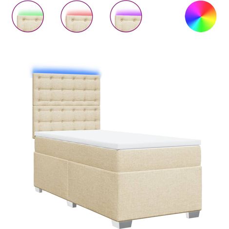 Maison Exclusive - Sommier à lattes de lit et matelas Crème 90x190 cm Tissu (1/5)
