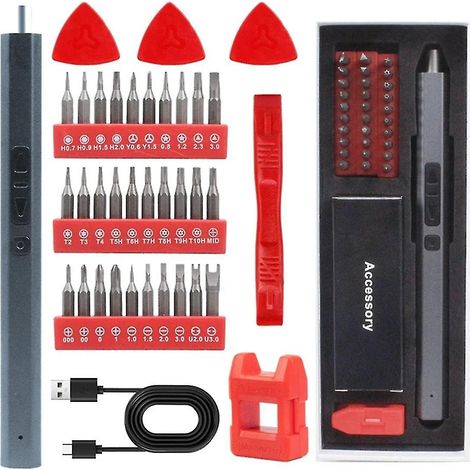 Jeu de tournevis de précision rechargeable, outil électrique sans fil polyvalent avec éclairage LED pour la réparation électronique (1/4)