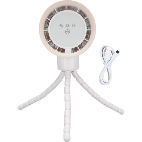 Ventilateur flexible à oscillation 360° pour poussette, fonctionnant sur piles, avec écran numérique et fixation sur trépied (4000 mAh, blanc). (1/5)