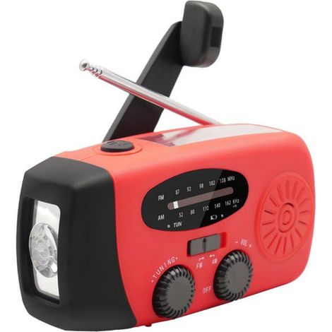 Notradio – Tragbares Notradio – Multifunktionales Outdoor-Werkzeug, Solar-Handkran, LED-Taschenlampe, AM/FM-Radio (1/2)