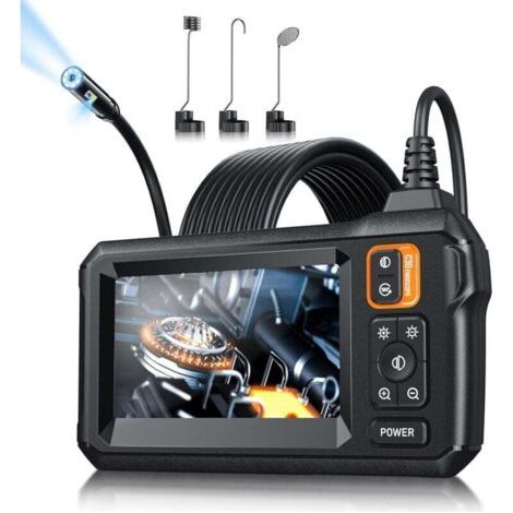 Caméra endoscopique avec lumière, caméra endoscopique étanche IP67 4,3 pouces 1080P HD endoscope industriel (5 m)
