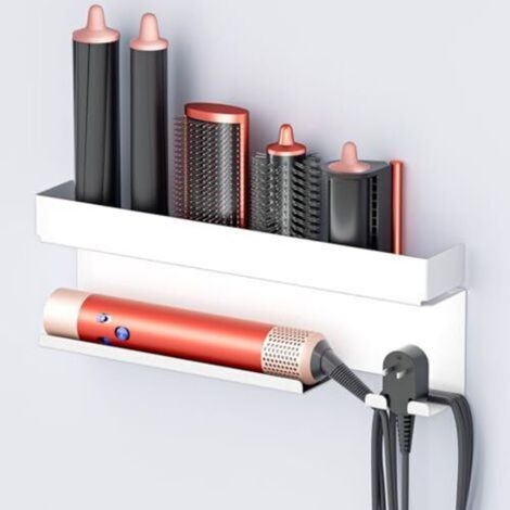 Wall Mounted Hair Dryer Holder (No Drilling), Hair Straightener Holder, Hair Dryer Holder Compatible with Straighteners, Curling Irons and Hair Styling Accessories, Curling Iron Holder (1/5)