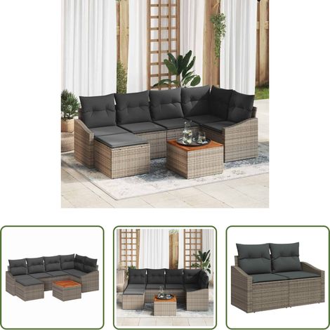 vidaXL Modulares Sofa - Gartensofa-set mit Speicher 7 pcs Grau Poly-Rattan (1/5)