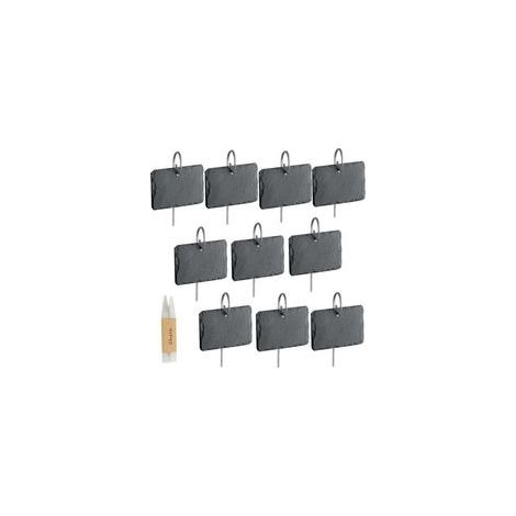 10 Pcs Étiquettes Plantes en Ardoise pour Plantes, Marqueurs de Plantes de Jardin,Étiquettes Naturelles avec Piquets en Métal et Stylos à Craie pour Cour, L'extérieur &Serre (1/5)