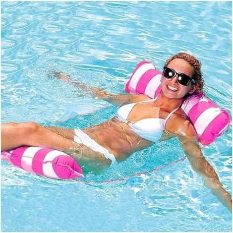 Guboom Lit Flottant Gonflable, Hamac De Piscine Hamac À Eau 4 En 1 Chaise Longue Piscine Lounge Matelas Gonflable Piscine Hamac Flottant Piscine Pour Adultes Et Enfants (Rose) (1/4)