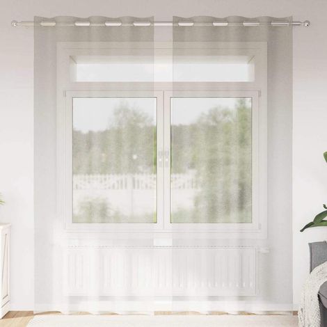 Voile-Vorhang mit Vorhängen 2 pcs Creme 245 x 140 cm Polyester
