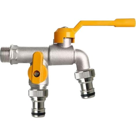 Robinet d'extérieur épais pour utilisation à double tuyau avec protection contre le gel et livraison d'eau froide à haut volume pour applications de jardin (argenté)