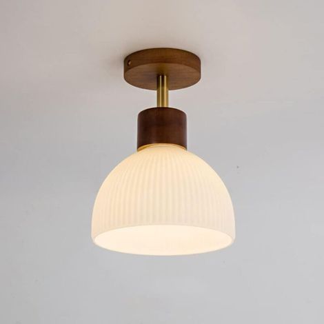 Plafonnier vintage pour salon, suspension en bois blanc, ampoule E27, lustre créatif pour chambre, cuisine, bar, restaurant (B) (1/5)