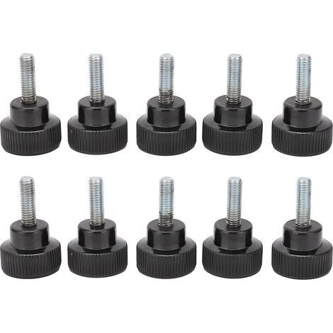 10 vis à main moletées à tête ronde, écrou de serrage, noir M6x25x20 (1/5)