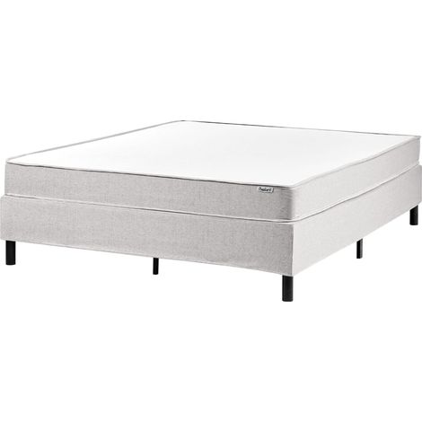 Divan Bed Light Grey Polyester Upholstery EU King Size 5ft3 without Headboard Pocket Spring Mattress Bedroom COUNTESS