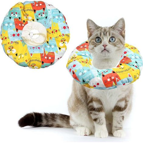 Collier de récupération pour chat de compagnie, collier de cône de chat, collier de protection pour animal de compagnie en coton doux avec bord doux réglable, collier Elizabeth réglable pour chaton (1/5)