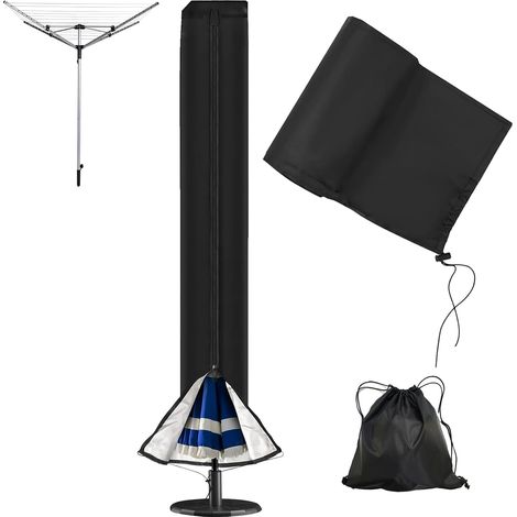 Housse Sechoir Parapluie - 420D Housses pour Parasols de Jardin, Housse Étanche pour Séchoir à Linge d'Extérieur, Housses avec Fermeture Éclair pour Séchoir à Linge (165x16x16cm) (1/5)