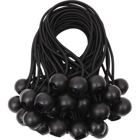 30 Pcs Tendeur Elastique Noir, Tendeur de Bache, Tendeur Elastique Boule pour Tentes, Bâches, Affiches, Camping, Tendeur en Caoutchouc 20CM (1/5)