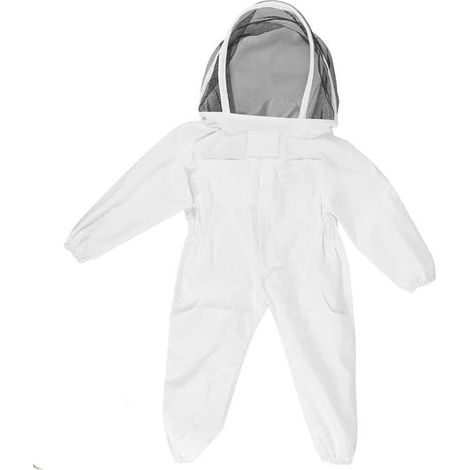 Combinaison Apiculture Enfant Protection Complète Coton Manches Longues Avec Gants Taille M Blanc (1/4)