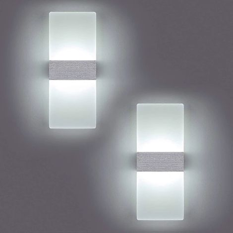 Applique murale LED 12 W pour intérieur, lumière blanche froide 6000 K, design en verre
