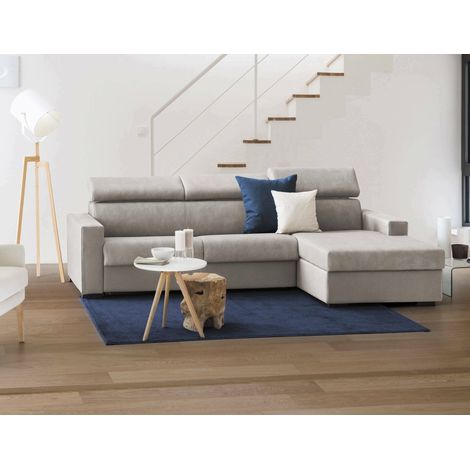 Talamo Italia Sofa cama Alberta, Sofá de esquina, 100% Made in Italy, Sofá con apertura giratoria, con Península de Contenedores a la Derecha, con reposabrazos estándar, Cm 280x95h85, Tórtola, con emb (1/5)