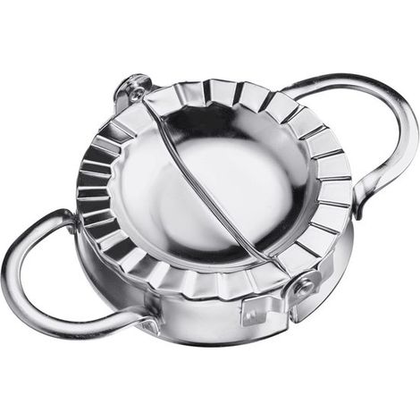 Stampo per ravioli, diametro: 7,5 cm, con pratici manici, in acciaio inox, color argento (1/5)
